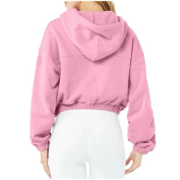 Like new Alo Yoga Stadium Cropped Half Zip Hoodie Pink XS - Picture 2 of 15